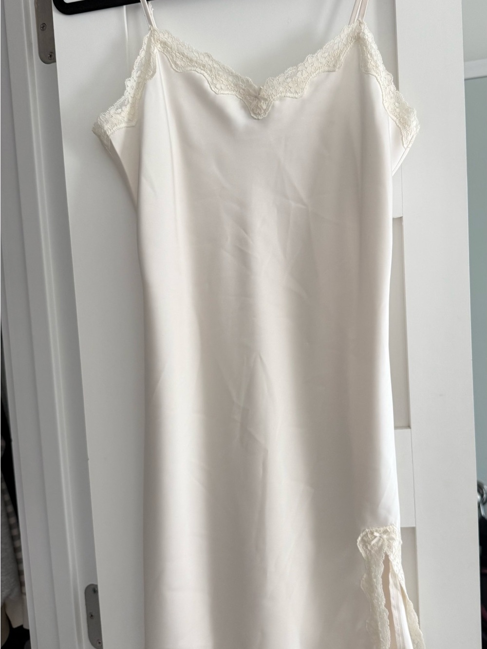 Brandy Melville Ivory Lace-Trim Slip Dress